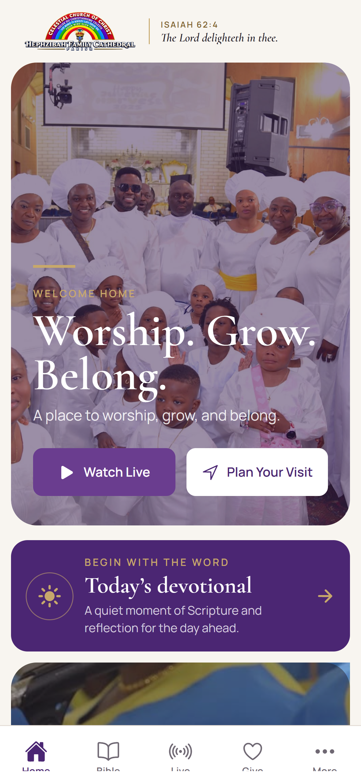 Parish app interface in development