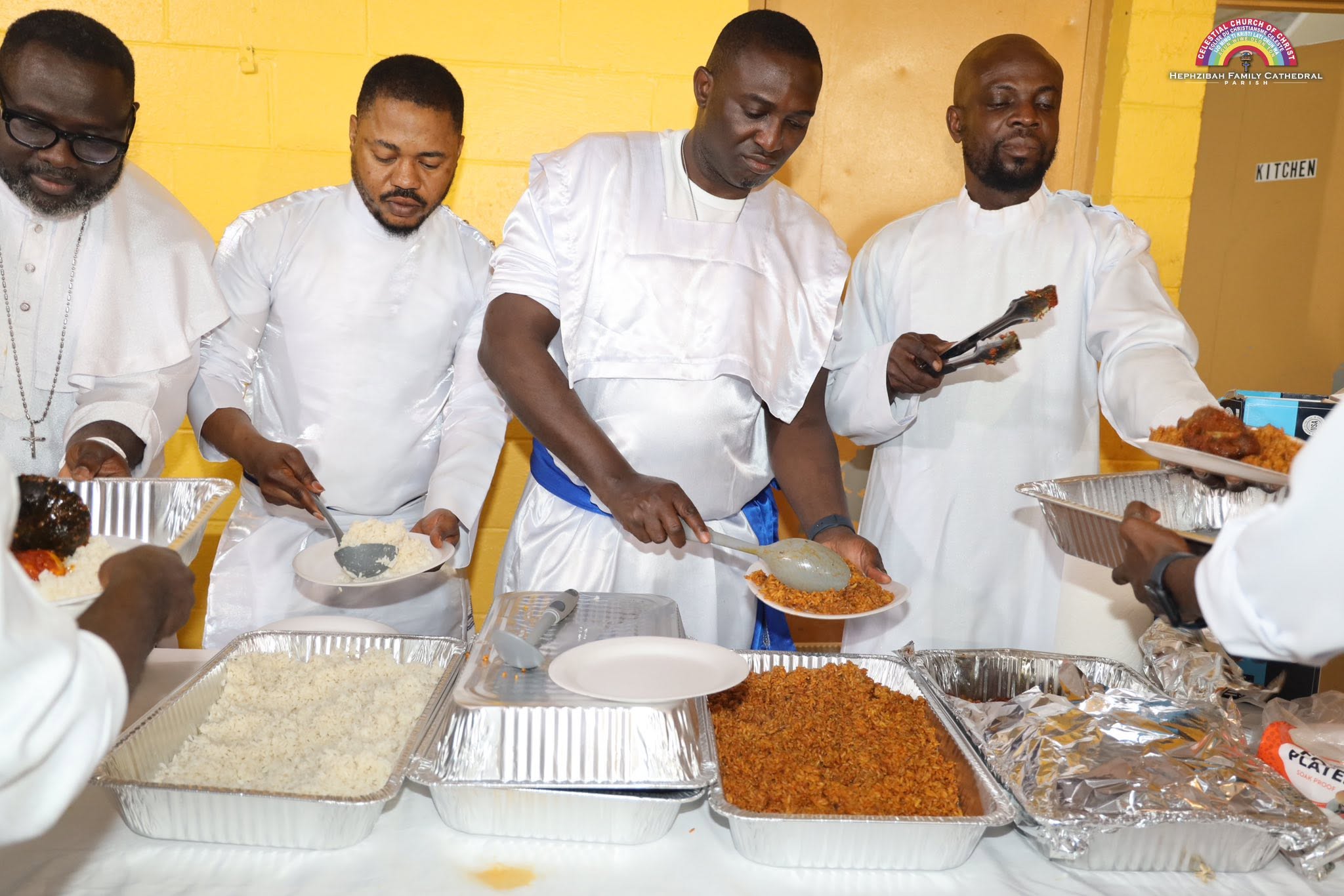 A meal being served during a Hephzibah community outreach gathering