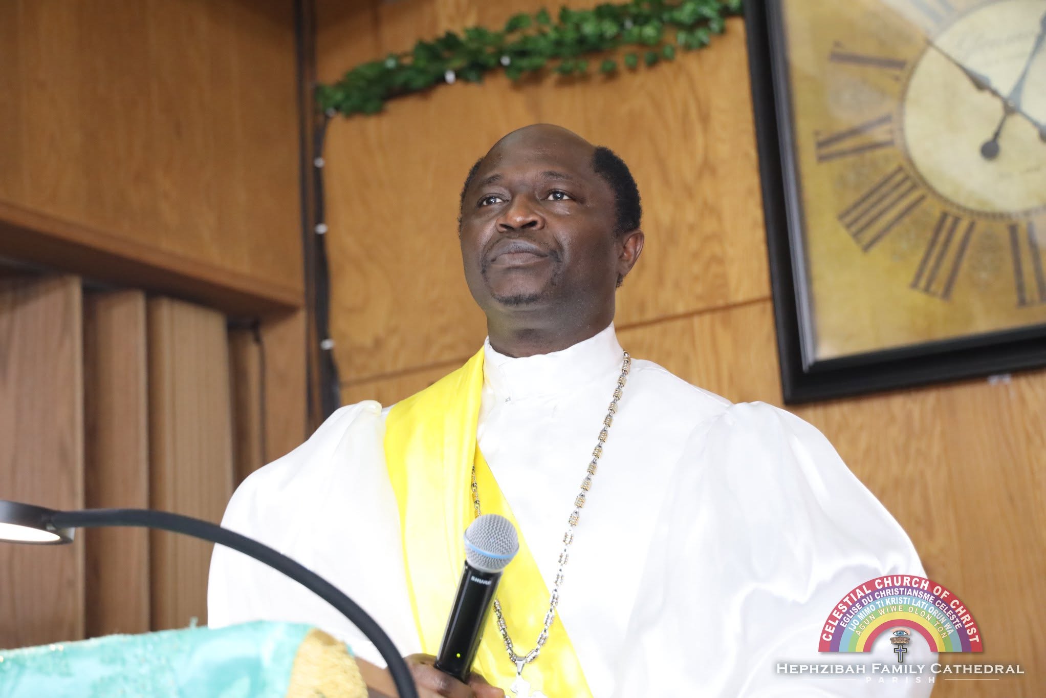 VSE Kayode Deji Nunayon speaking at Hephzibah Family Cathedral