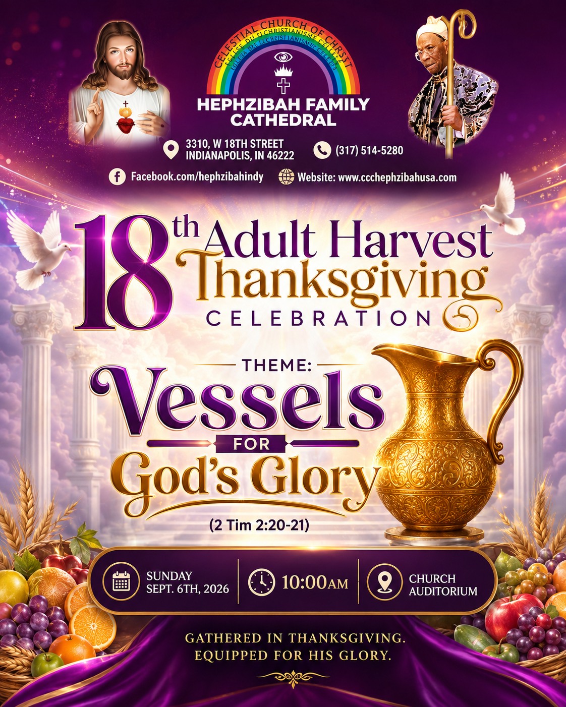 Flyer for Hephzibah Family Cathedral’s 18th Adult Harvest Thanksgiving Celebration