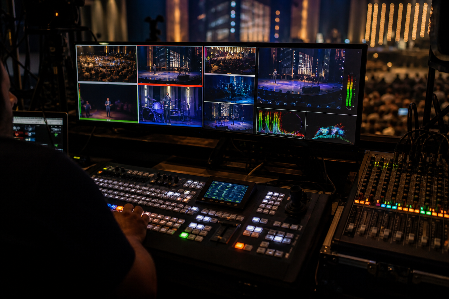 Professional livestream production control room